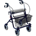 DEAMBULATORE DA ESTERNO / ROLLATOR - 4 RUOTE con freni a mano - sedile cestello e vassoio - portata 100kg